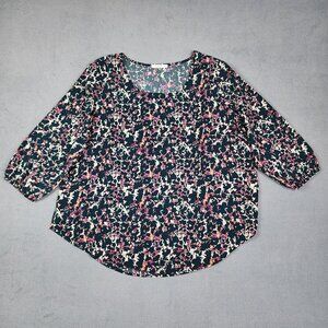 Le Lis Blouse Women's Large Colorful Pullover Top Abstract Scoop Neck Preppy USA